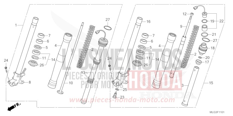 GABEL, VORNE (2) von Africa Twin DCT PEARL GLARE WHITE (NHB53H) von 2022